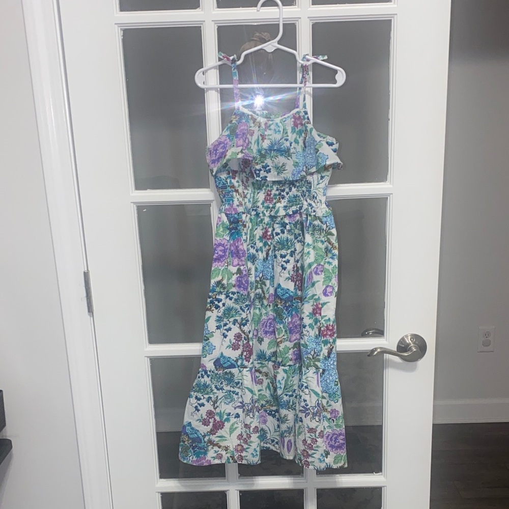 Janie and Jack Floral Kids Dress in Blue and Purple